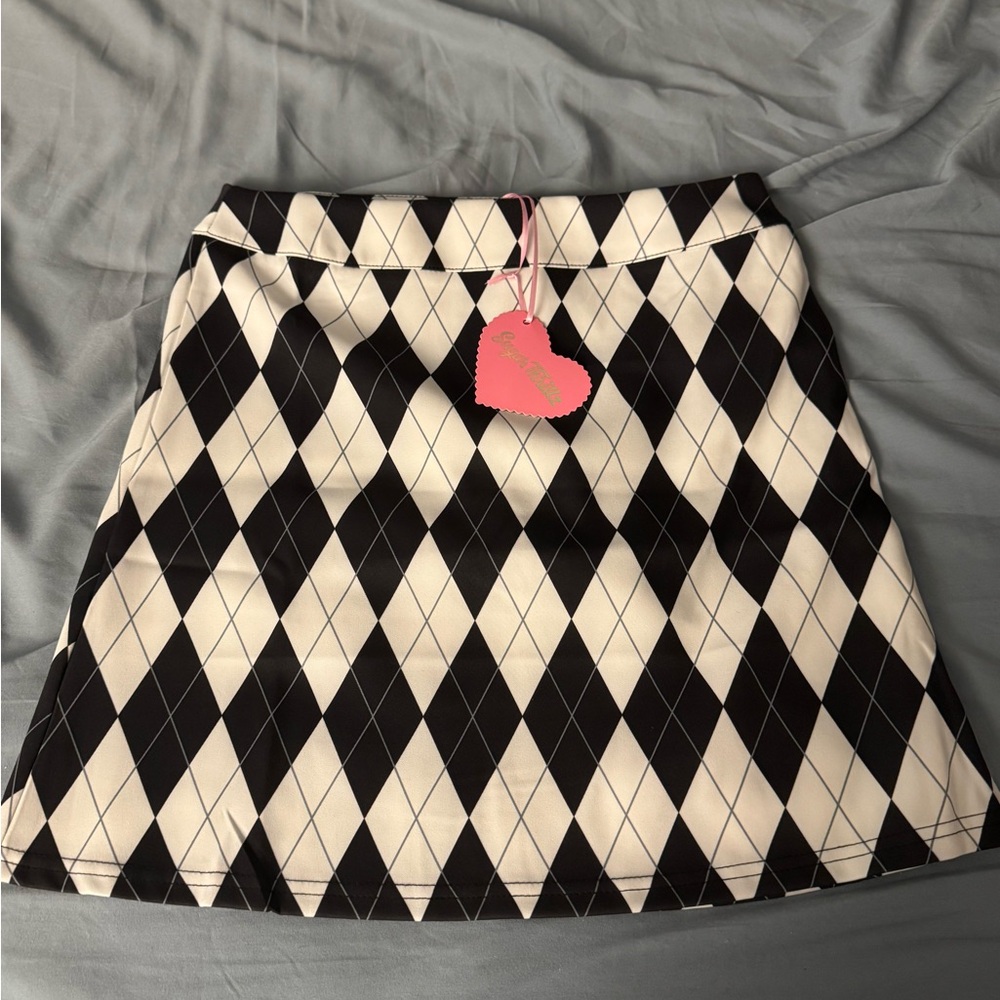 Sugar Thrillz Black and White Diamond A-Line Skirt